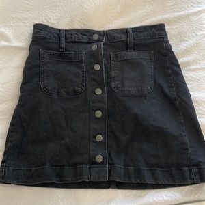 Madewell Black Denim Button Skirt